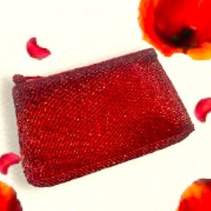 EUC Women’s Vintage Red Beaded Evening Clutch. Zip Top. Red Lining. Inner Pocket